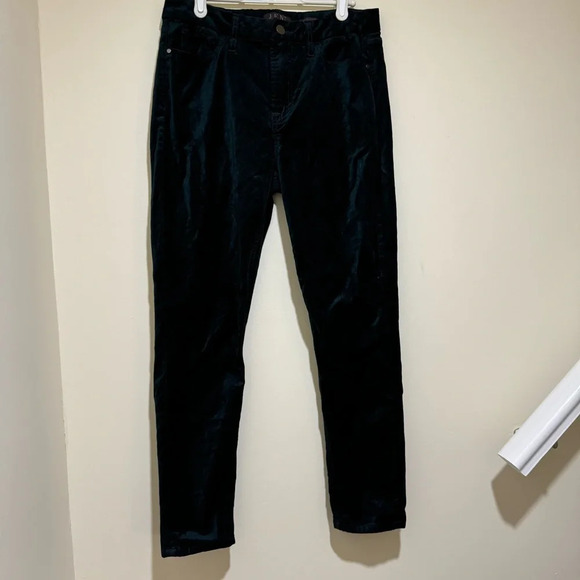 Women’s 7 For All Mankind Holiday Velvet Dark Green  Ankle Skinny Jeans Size: 8 - Picture 3 of 16